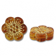 Perlen Acryl Flower Orange brown-gold