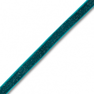 Samt-Schmuckband Teal blue-silver glitter