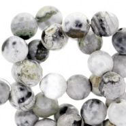 Perle Halb Edelstein 8mm gschliffen White-grey opal