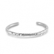 Stainless Steel - Rostfrei Stahl Armb&auml;nder Bangle with Imitation Pearls Silver
