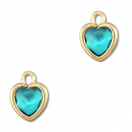 Anh&auml;nger aus Kristallglas Heart Aquamarine blue-gold