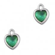 Anh&auml;nger aus Kristallglas Heart Emerald green-silver