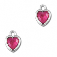 Anh&auml;nger aus Kristallglas Heart Dark pink-silver