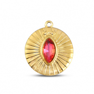 BY31&reg; Anh&auml;nger aus Stainless Steel - Rostfreiem Stahl Round Gold-soft pink opal