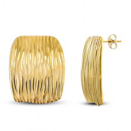 Stainless Steel - Rostfrei Stahl Ohrringe / Ohrstecker Rectangle Gold