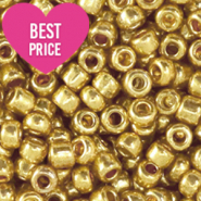 Rocailles Perlen Glas 6/0 (4mm) Metallic shine gold