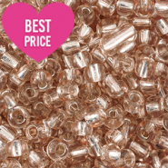 Rocailles Perlen Glas 6/0 (4mm) Silverlined light semolina beige