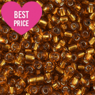Rocailles Perlen Glas 6/0 (4mm) Silverlined copper brown