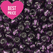 Rocailles Perlen Glas 8/0 (3mm) Silverlined purple