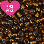 Rocailles Perlen Glas 8/0 (3mm) Silverlined cognac brown