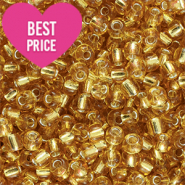 Rocailles Perlen Glas 12/0 (2mm) Silverlined light yellow gold