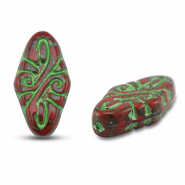 Tschechische Perlen Arabesque 19x9mm Red-green