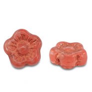 Tschechische Perlen Sunset Flower 10mm Transparent red