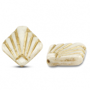 Tschechische Perlen Diafan 17mm Off white-gold