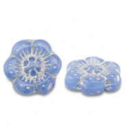 Tschechische Perlen Boho Flower 14mm Blue-silver