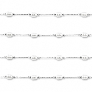 Zubehör aus Stainless Steel - Rostfreiem Stahl Gliederkette with Imitation Pearls Oval Silver-white