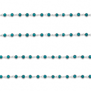 Zubehör aus Stainless Steel - Rostfreiem Stahl Gliederkette Round Silver-turquoise blue