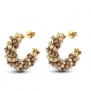 Facetten Perlen Ohrringe Twisted Brown AB-beige AB-gold