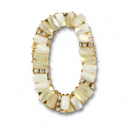 Facetten Anh&auml;nger Oval White AB-transparent AB-gold