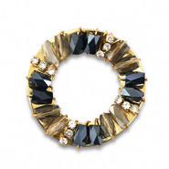 Facetten Anh&auml;nger Round Black-grey transparent-gold