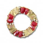 Facetten Anh&auml;nger Round Red-transparent AB-gold