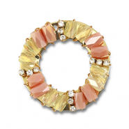 Facetten Anh&auml;nger Round Peach pink AB-transparent AB-gold
