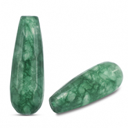 Perlen Naturstein Quarz Drop Dark green-transparent