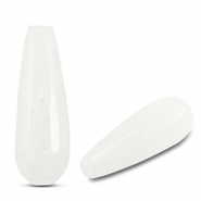 Perlen Naturstein Quarz Drop White