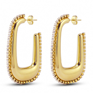 Stainless Steel - Rostfrei Stahl Ohrringe / Ohrstecker Oval Gold