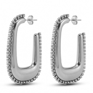 Stainless Steel - Rostfrei Stahl Ohrringe / Ohrstecker Oval Silver