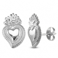 Stainless Steel - Rostfrei Stahl Ohrringe / Ohrstecker Heart Silver