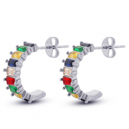 Stainless Steel - Rostfrei Stahl Ohrringe / Ohrstecker Silver-multicolour