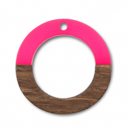 Anh&auml;nger Holz Round Neon pink-brown
