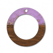 Anh&auml;nger Holz Round Purple transparent-gold-brown