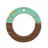 Anh&auml;nger Holz Round Green transparent-gold-brown