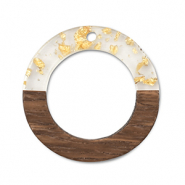 Anh&auml;nger Holz Round Transparent-gold-brown