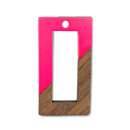 Anh&auml;nger Holz Rectangle Neon pink-brown