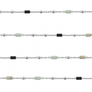 Zubeh&ouml;r aus Stainless Steel - Rostfreiem Stahl Gliederkette Natursteinmischung Tube Silver-black-grey