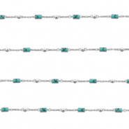 Zubeh&ouml;r aus Stainless Steel - Rostfreiem Stahl Gliederkette Howlit Tube Silver-turquoise