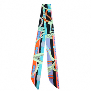 Bandana Schal with Vibrant Print Multicolour-mint green-orange