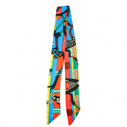 Bandana Schal with Vibrant Print Multicolour-red-blue