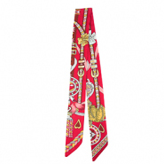 Bandana Schal with Heart/Leather Straps Red-brown-light grey