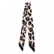 Bandana Schal with Leopard Print Light pink-brown-black
