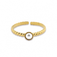 Stainless Steel - Rostfrei Stahl Ringe Pearl Gold-white