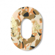 Anh&auml;nger Polymer Oval Brown-pink-white-gold