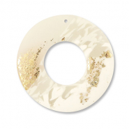 Anh&auml;nger Polymer Round Off white-beige-gold