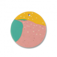 Anh&auml;nger Polymer Round Green-pink-ochre yellow