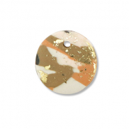 Anh&auml;nger Polymer Round Brown-pink-white-gold