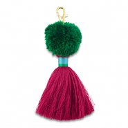 Schl&uuml;sselanh&auml;nger Pompom with Tassel Green-magenta-blue