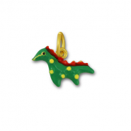 Anh&auml;nger Metall Dinosaur Green-red-gold